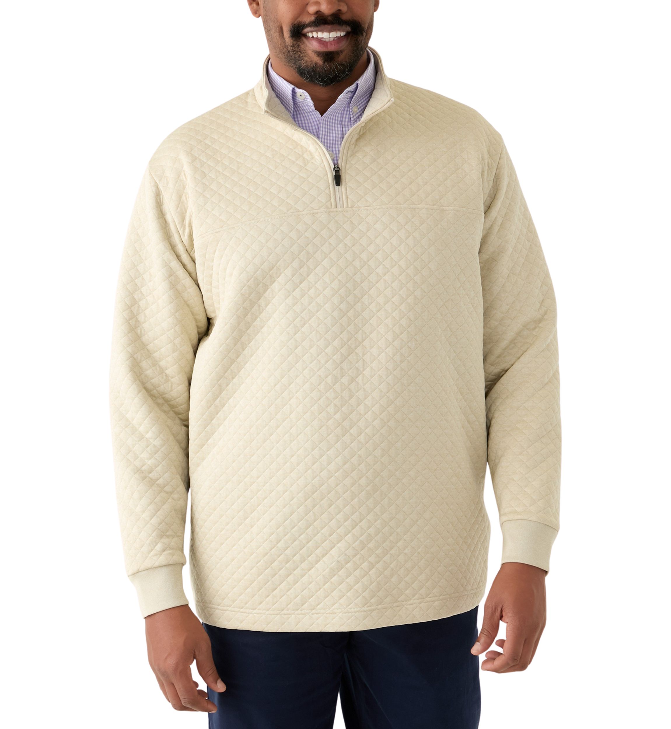Big & Tall Long Sleeve Quilted Quarter Zip Pullover 