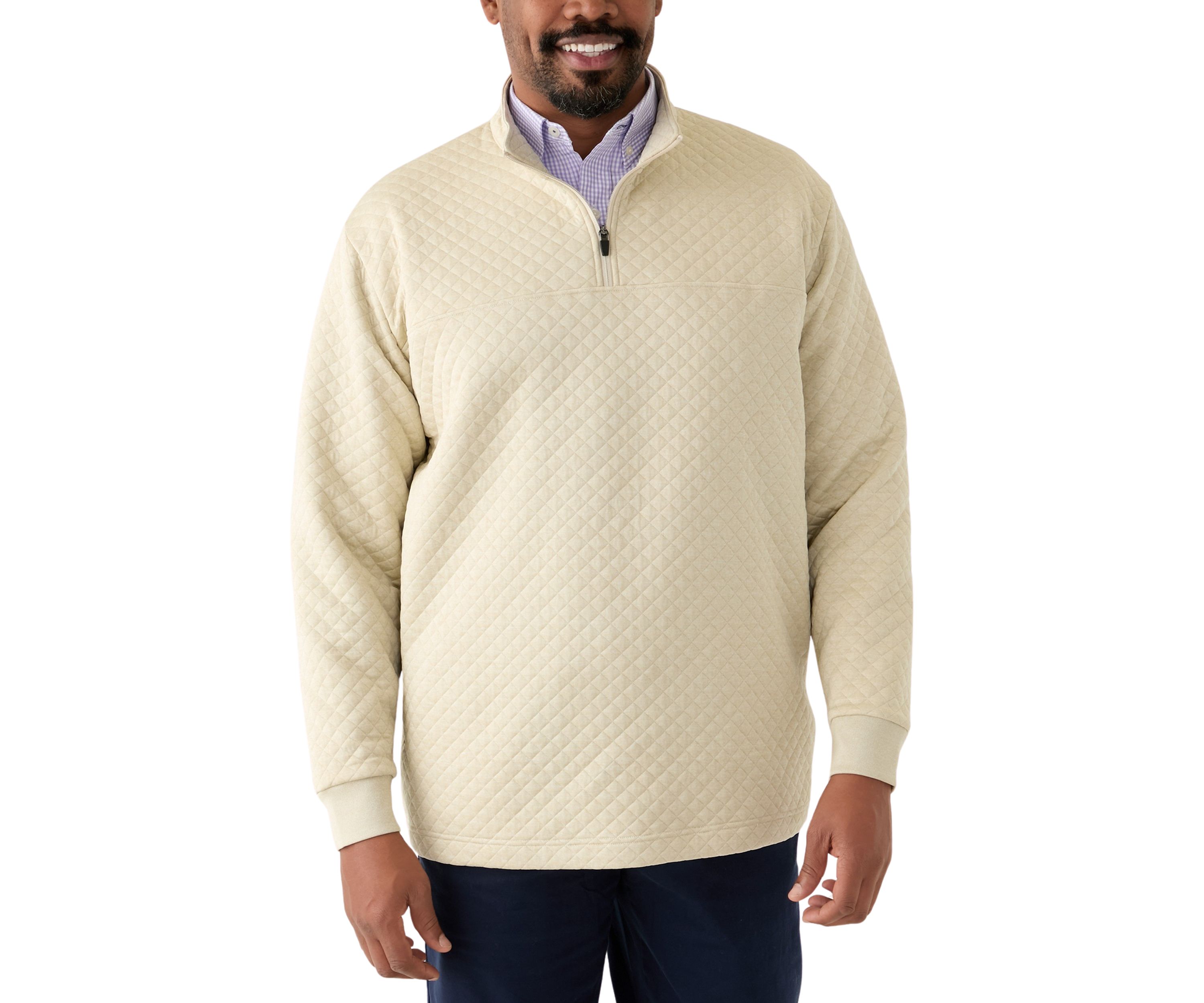 Big & Tall Long Sleeve Quilted Quarter Zip Pullover 