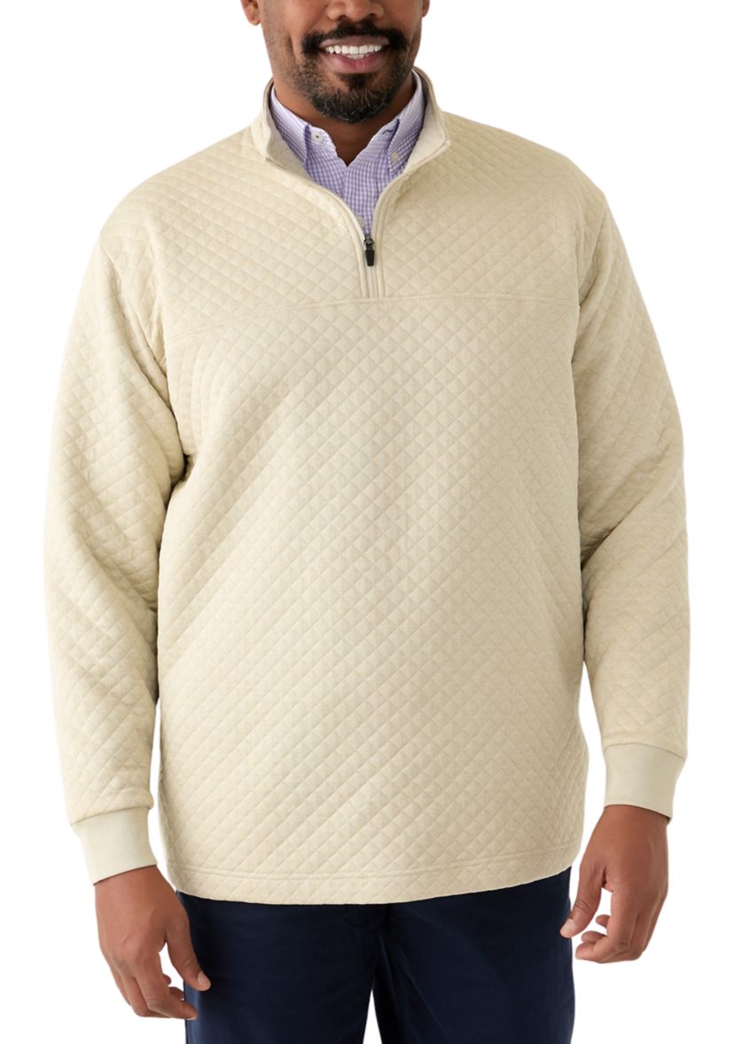 Big & Tall Long Sleeve Quilted Quarter Zip Pullover 