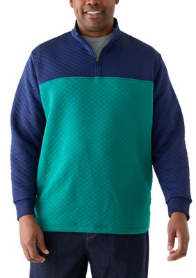 Southern Proper Men's Big & Tall Long Sleeve Quilted Quarter Zip Pullover, Green, 3XL Tall