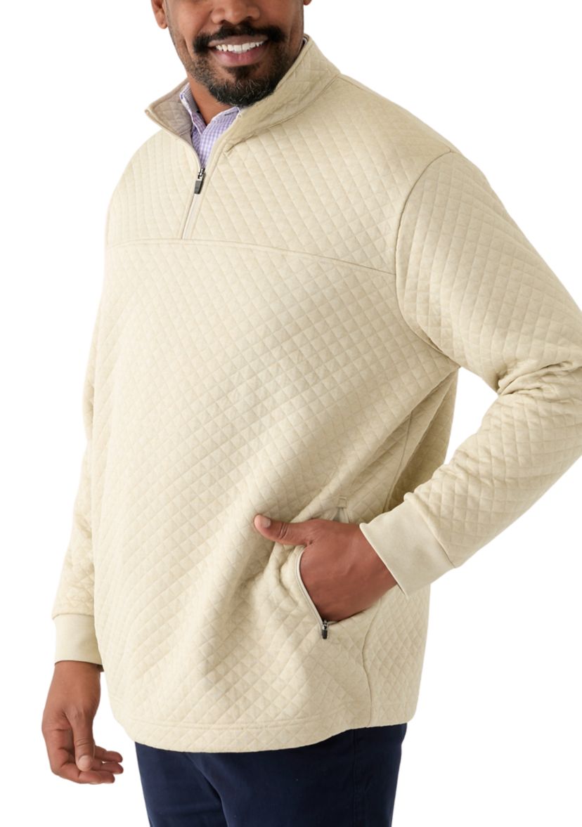 Big & Tall Long Sleeve Quilted Quarter Zip Pullover 