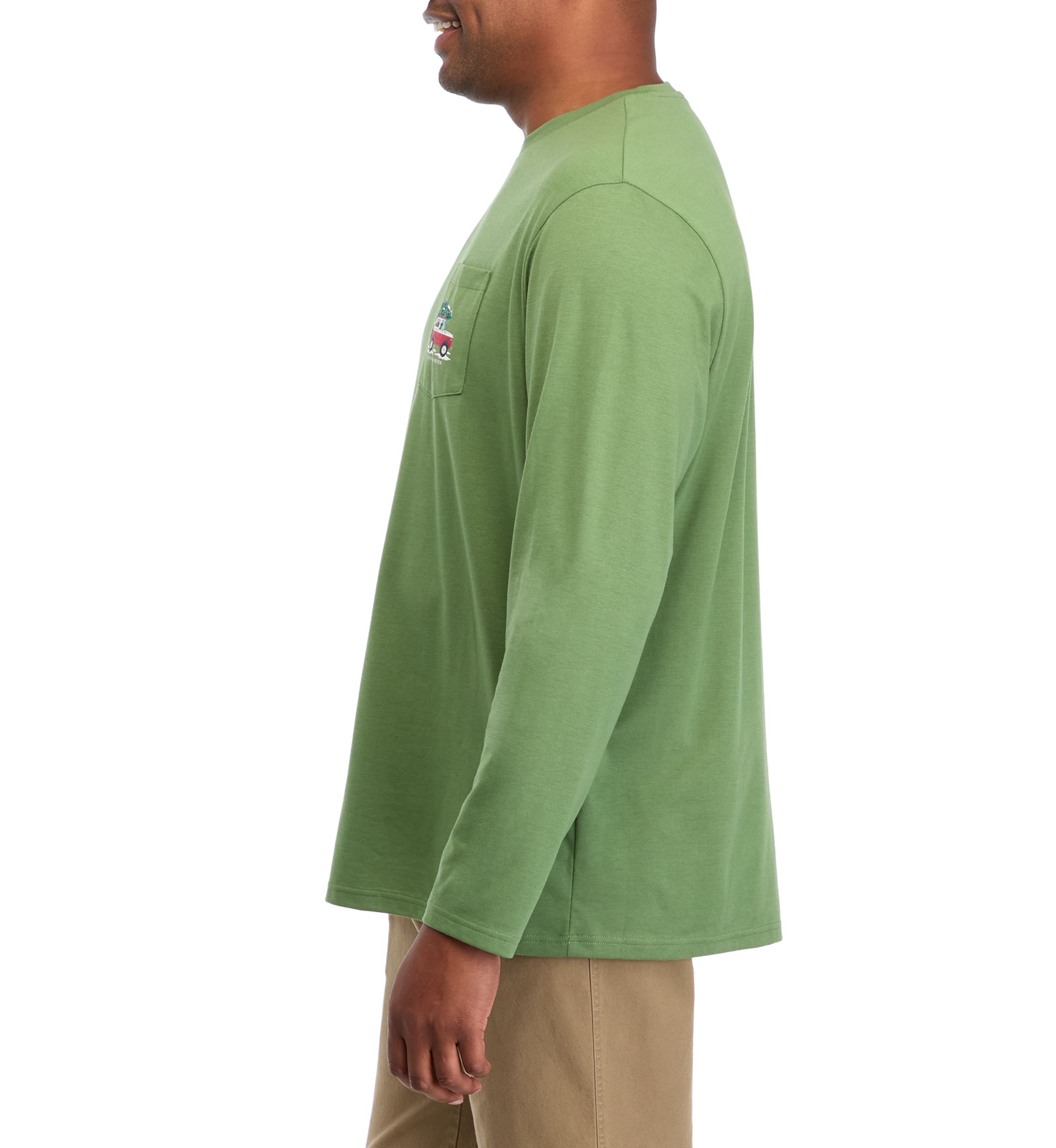 Big & Tall Long Sleeve Holiday Truck Graphic T-Shirt