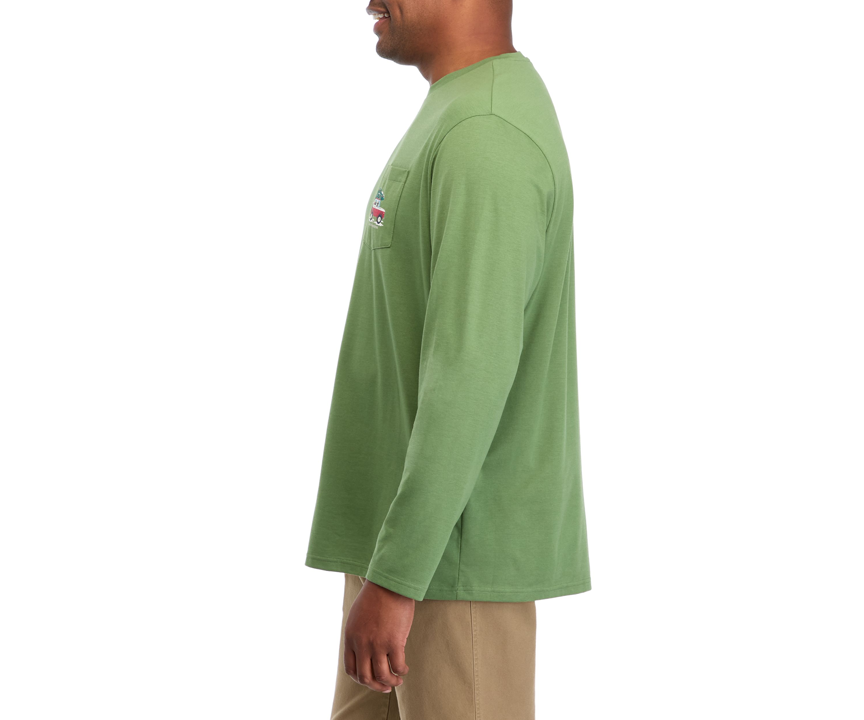 Big & Tall Long Sleeve Holiday Truck Graphic T-Shirt