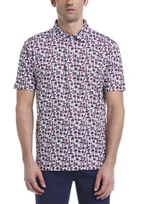 Southern Proper Men's Short Sleeve Football Printed Polo Shirt, 2XL