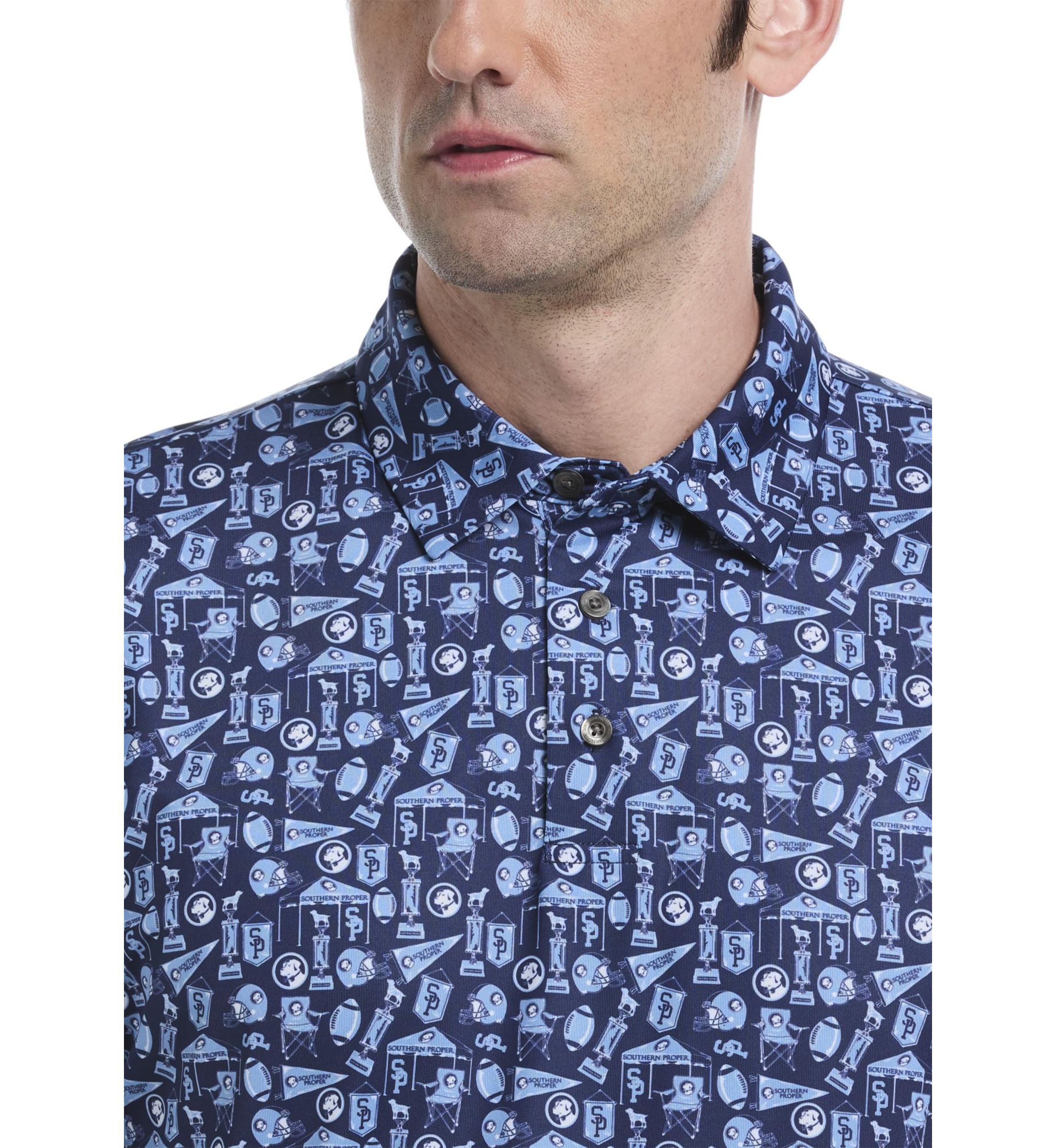 Short Sleeve Football Printed Polo Shirt