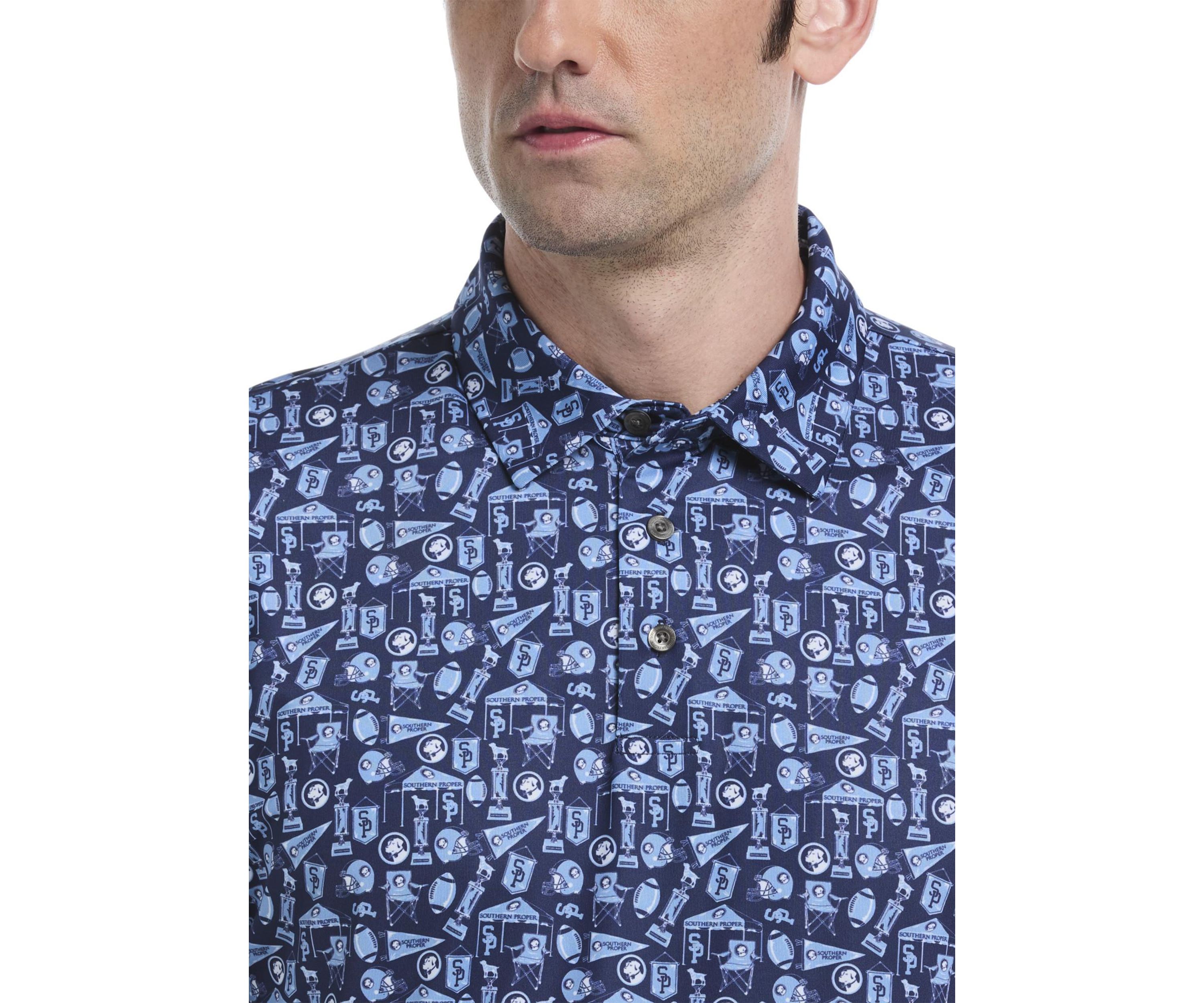Short Sleeve Football Printed Polo Shirt