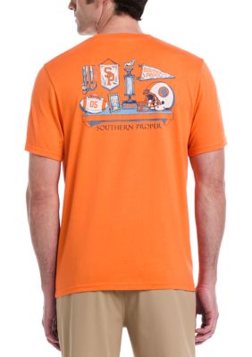 Southern Proper Men's Football Memorabilia Graphic T-Shirt, Coral, 2XL