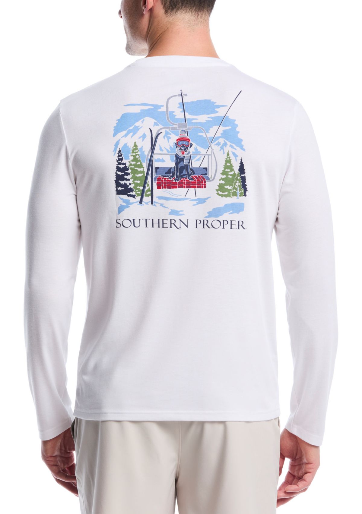 Long Sleeve Ski Dog Graphic T-Shirt 