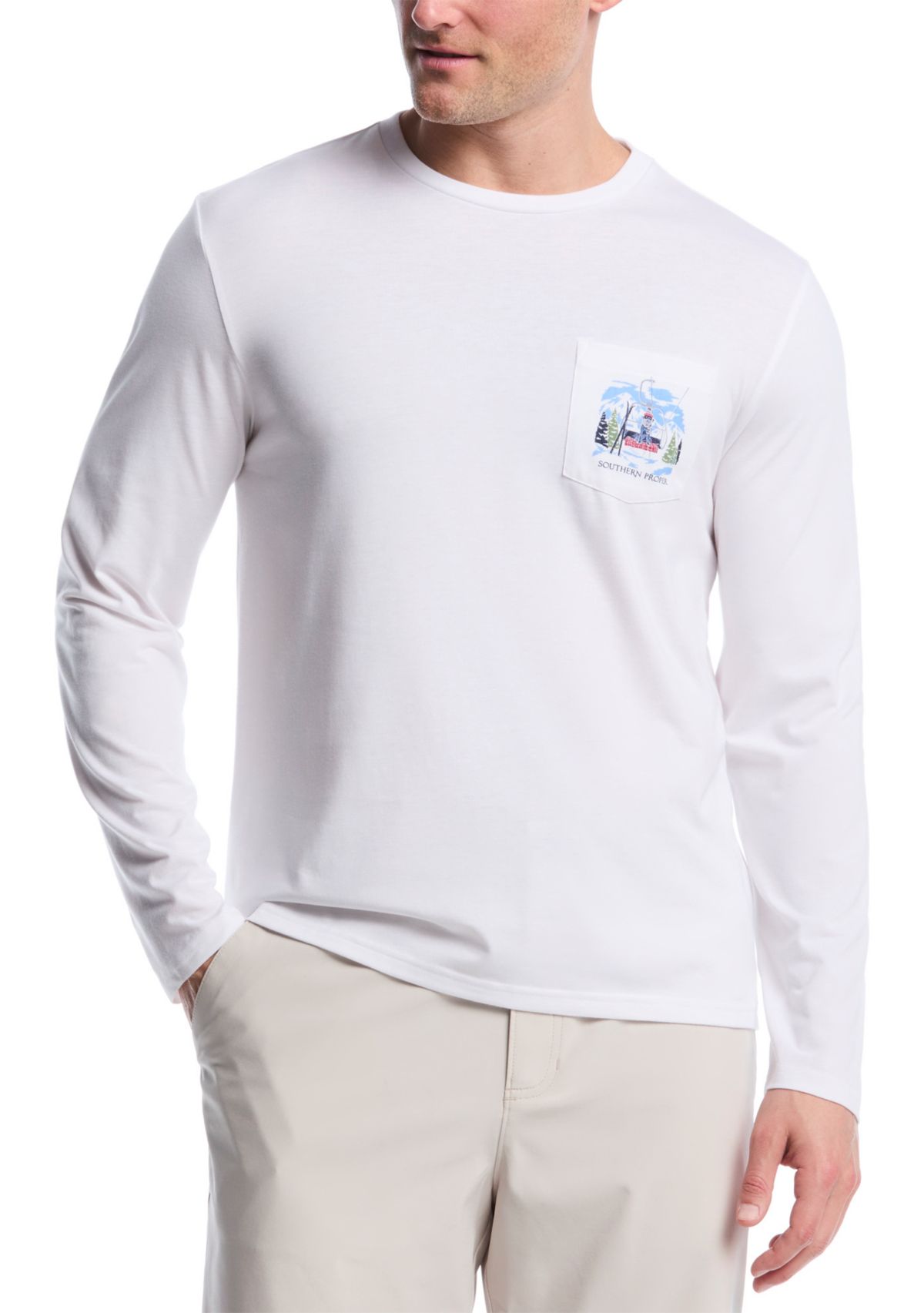 Long Sleeve Ski Dog Graphic T-Shirt 