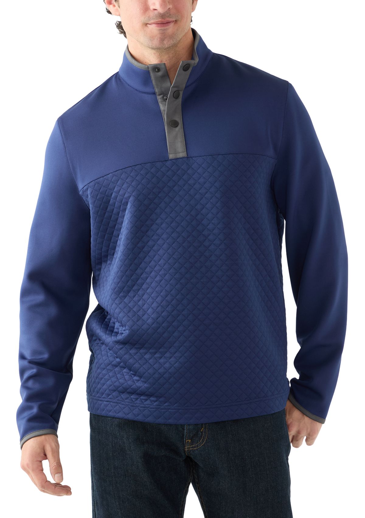 Mens Colorblock Quilted Pullover
