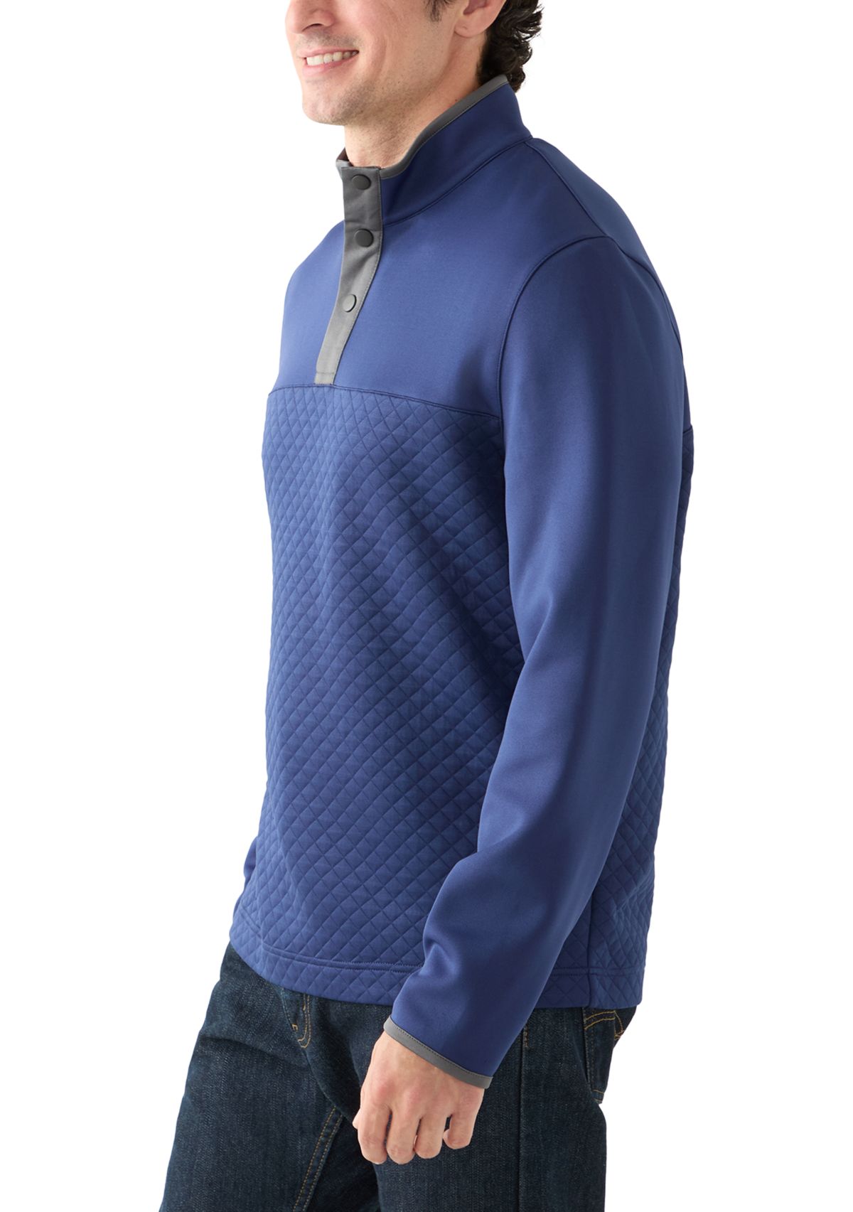 Mens Colorblock Quilted Pullover