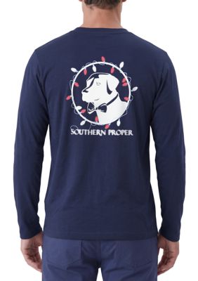 Southern Proper Men's Graphic Long Sleeve T-Shirt, Blue, Medium