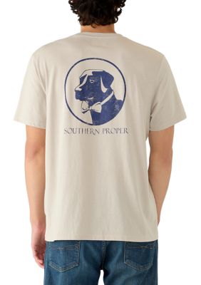 Southern Proper Men's Short Sleeve Dog Silhouette Graphic T-Shirt, Silver, 2XL