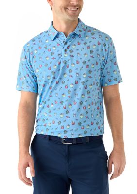 Southern Proper Men's Short Sleeve Tropical Drink Polo Shirt, Large