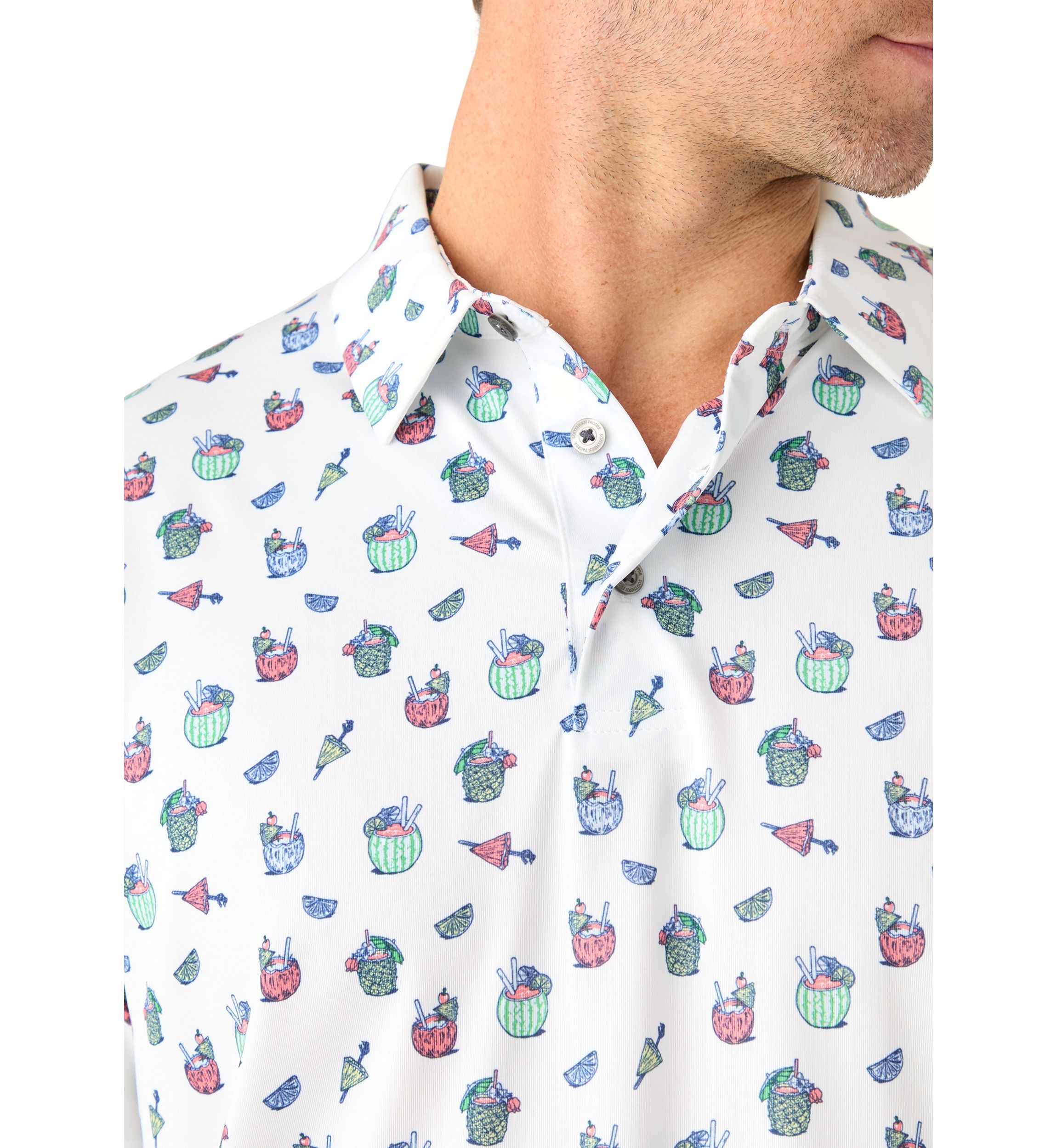 Short Sleeve Tropical Drink Polo Shirt 