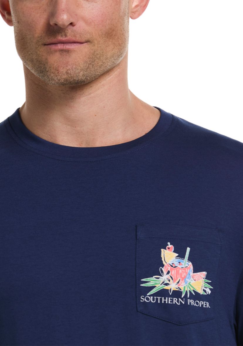 Short Sleeve Tropical Drink Graphic T-Shirt