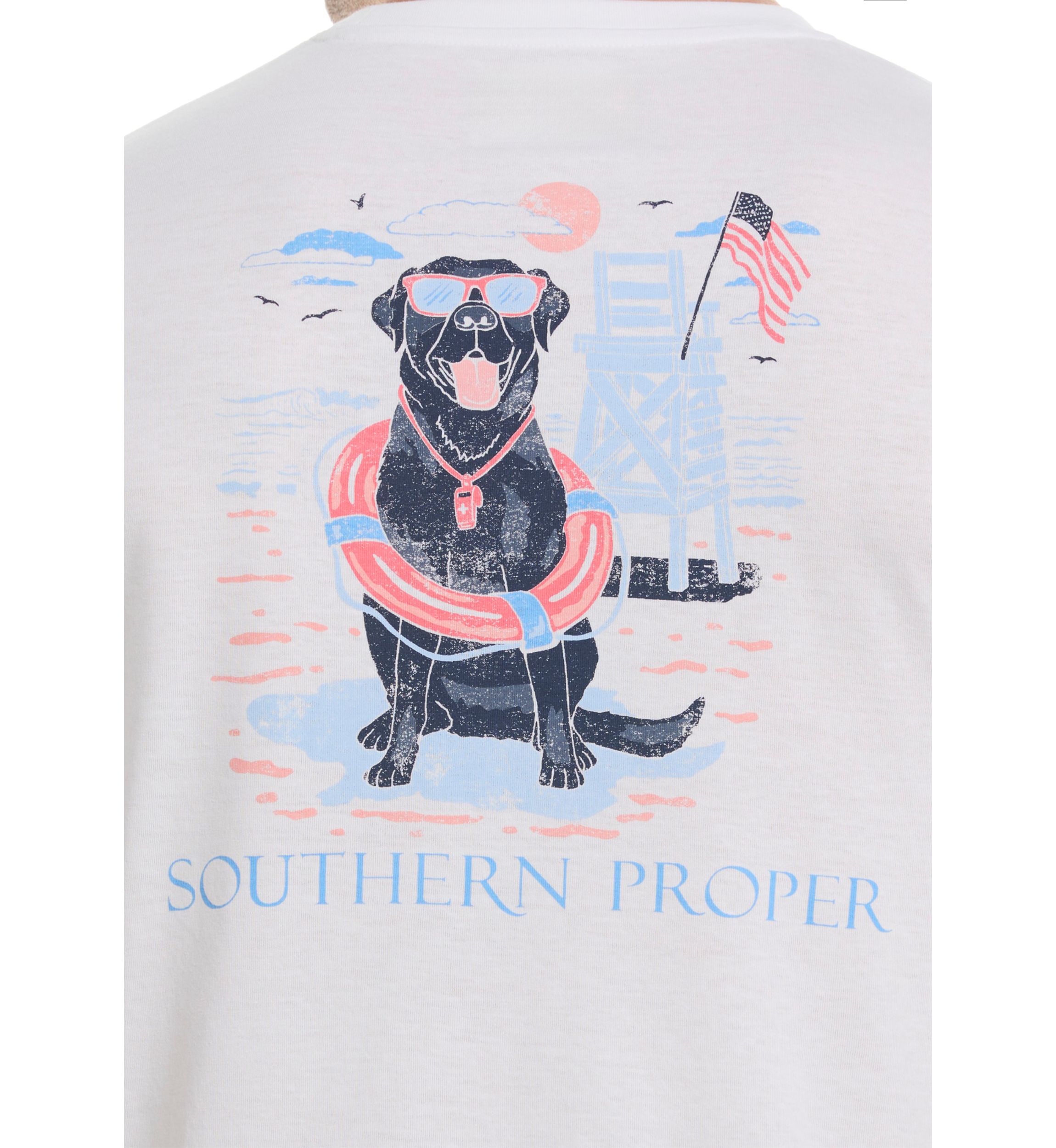 Short Sleeve Lifeguard Dog Graphic T-Shirt