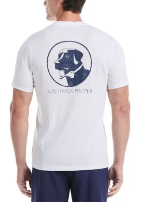 Southern Proper Men's Short Sleeve Distressed Effect Dog Graphic T-Shirt