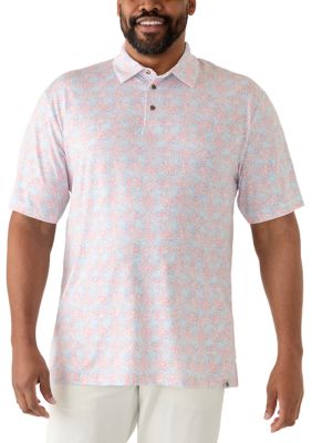 Southern Proper Men's Big & Tall Short Sleeve Polo Shirt, White, 3XL Tall