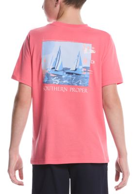 Southern Proper Men's Big & Tall Short Sleeve Sailboat Graphic T-Shirt