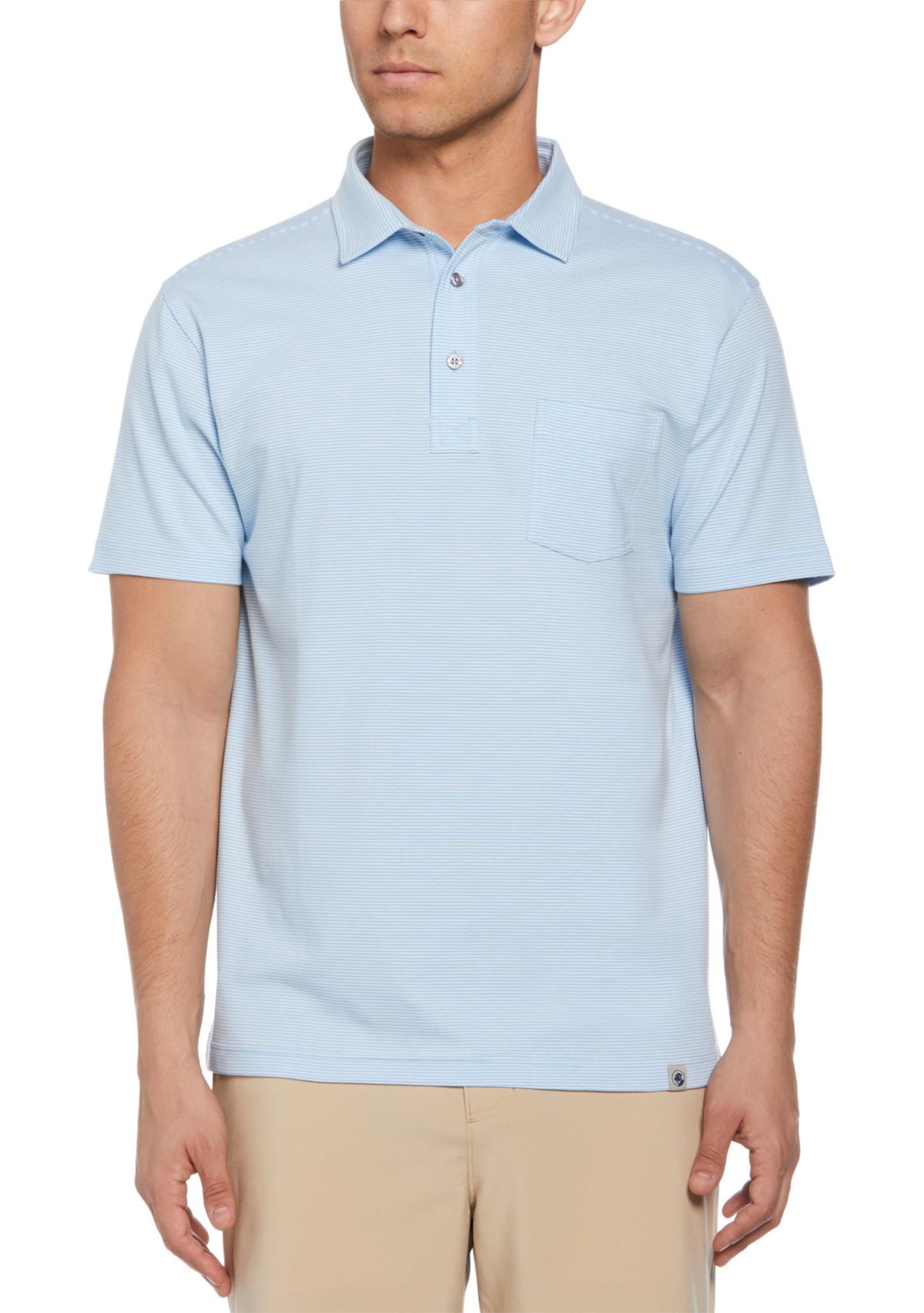 Short Sleeve Fine Line Stripe Pocket Polo Shirt