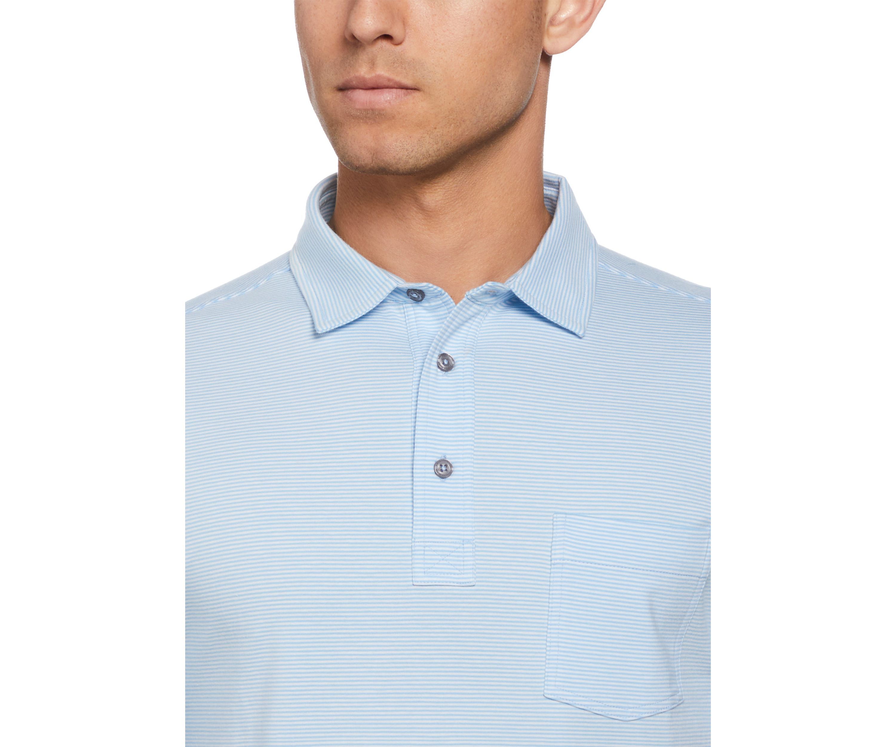Short Sleeve Fine Line Stripe Pocket Polo Shirt
