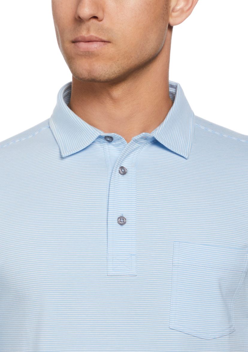 Short Sleeve Fine Line Stripe Pocket Polo Shirt