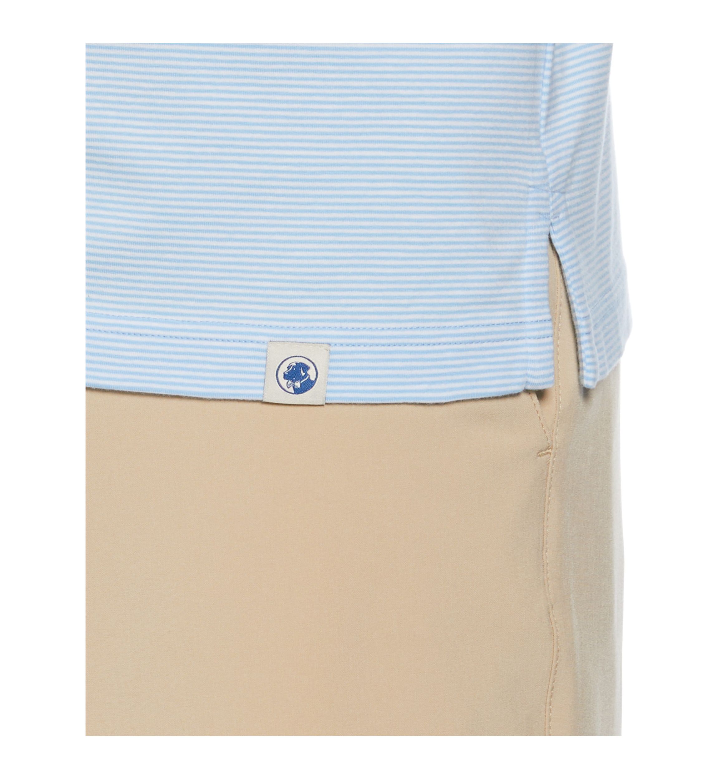 Short Sleeve Fine Line Stripe Pocket Polo Shirt