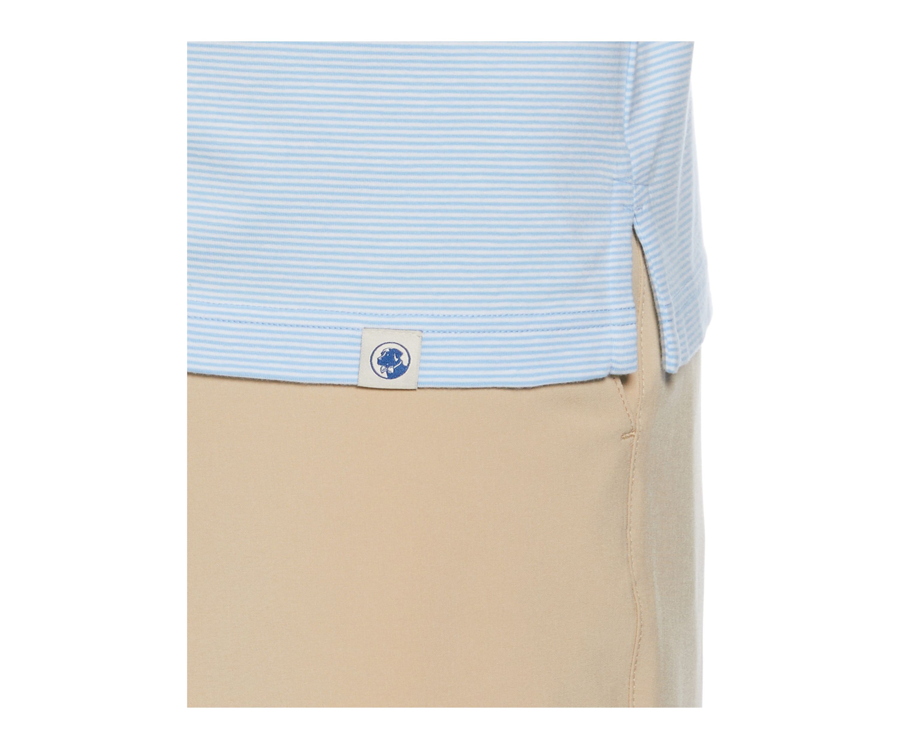 Short Sleeve Fine Line Stripe Pocket Polo Shirt