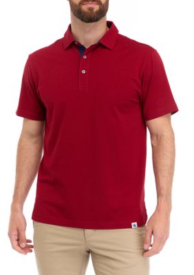 Southern Proper Men's Short Sleeve Lakeside Polo Shirt, Red, Small
