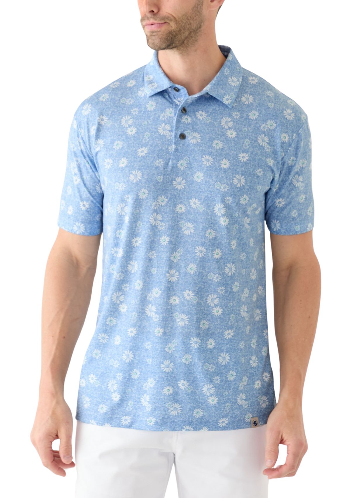Short Sleeve Floral Print Polo Shirt