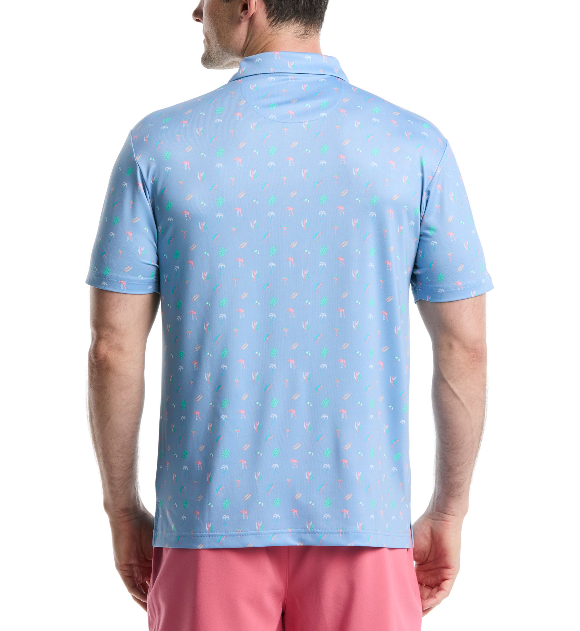 Short Sleeve Beach Micro Print Polo Shirt