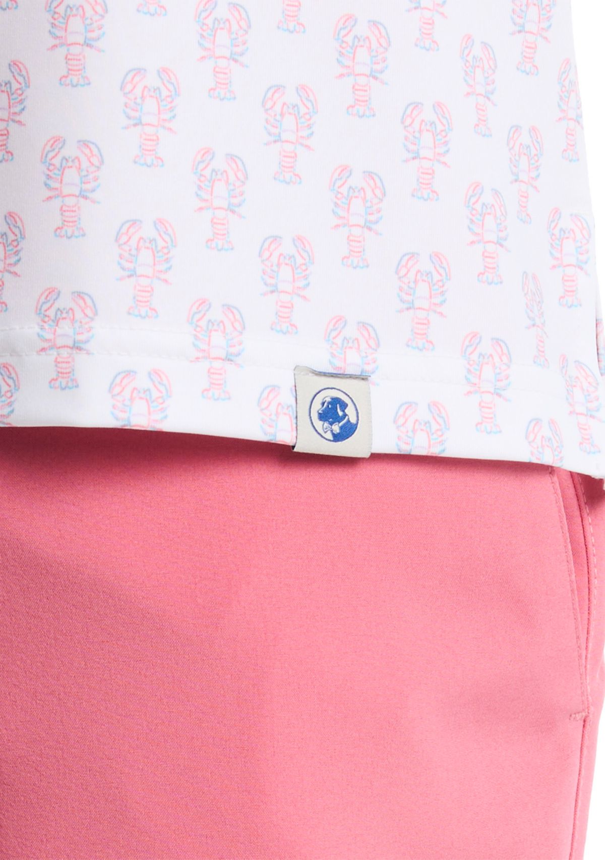 Short Sleeve Lobster Print Polo Shirt