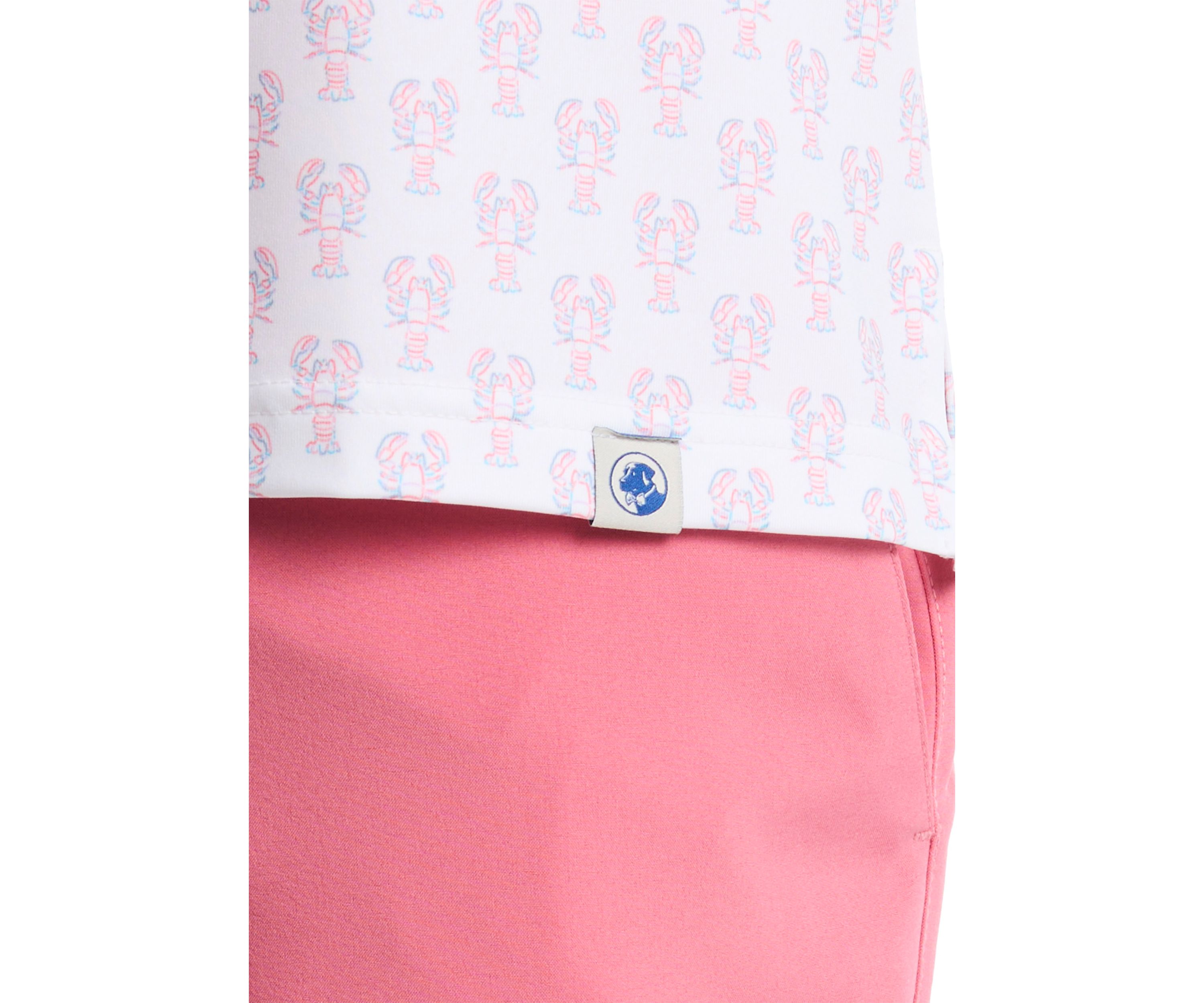 Short Sleeve Lobster Print Polo Shirt