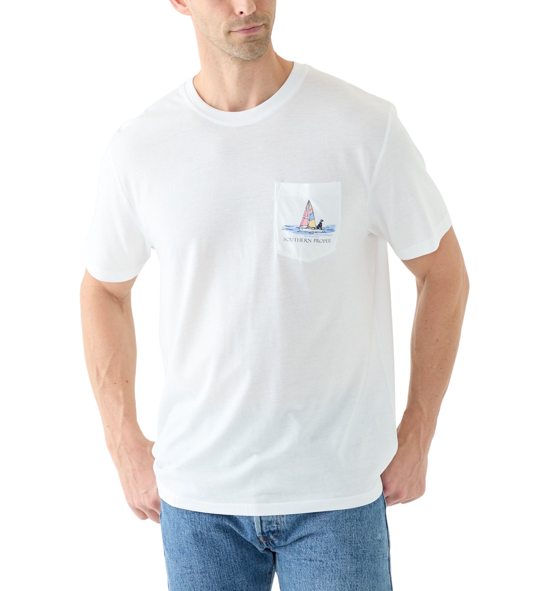 Mens Short Sleeve Sailboat Graphic T-Shirt 