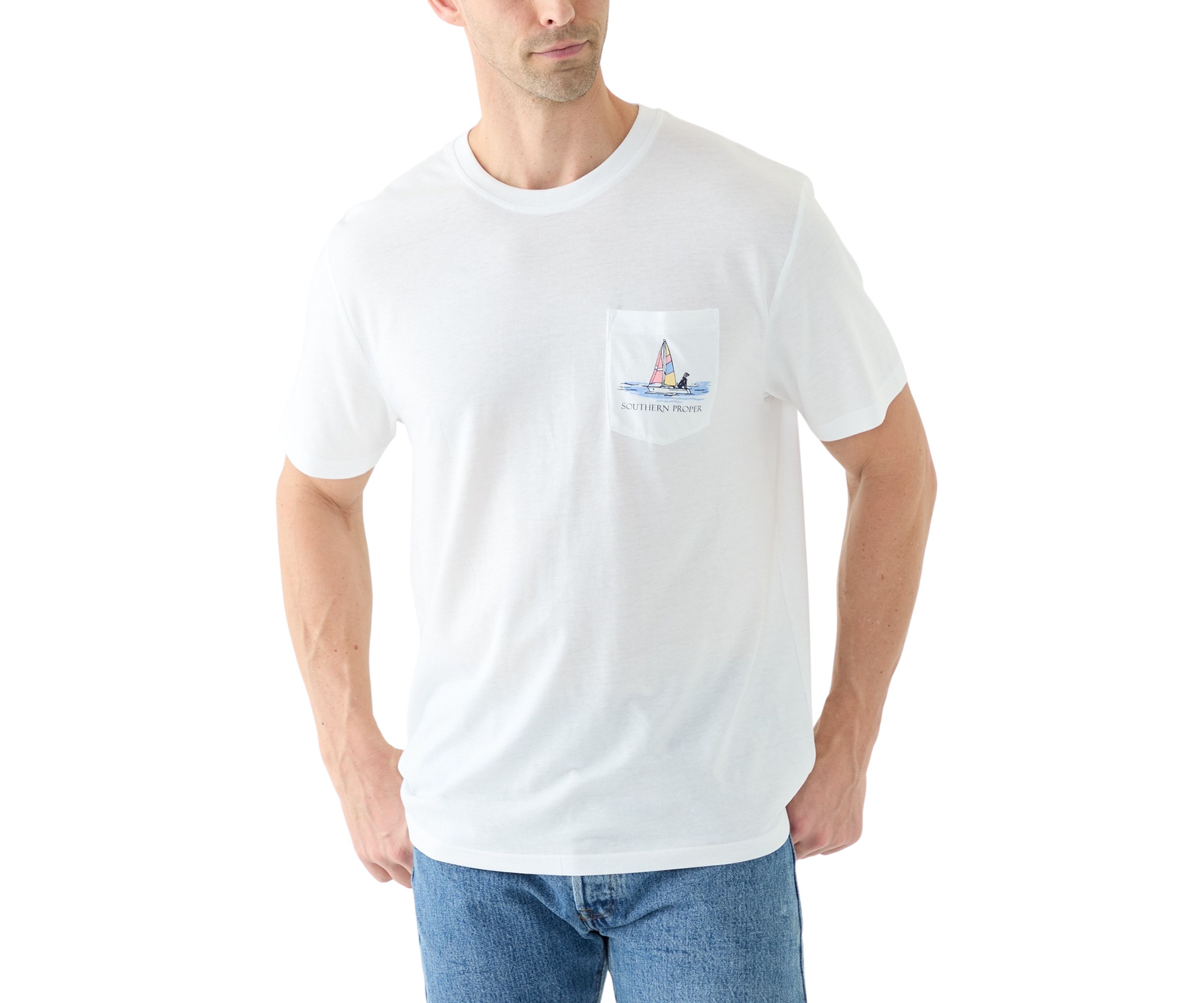 Mens Short Sleeve Sailboat Graphic T-Shirt 