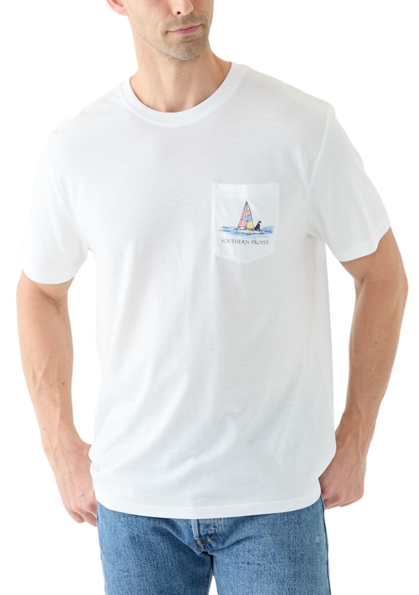 Mens Short Sleeve Sailboat Graphic T-Shirt 
