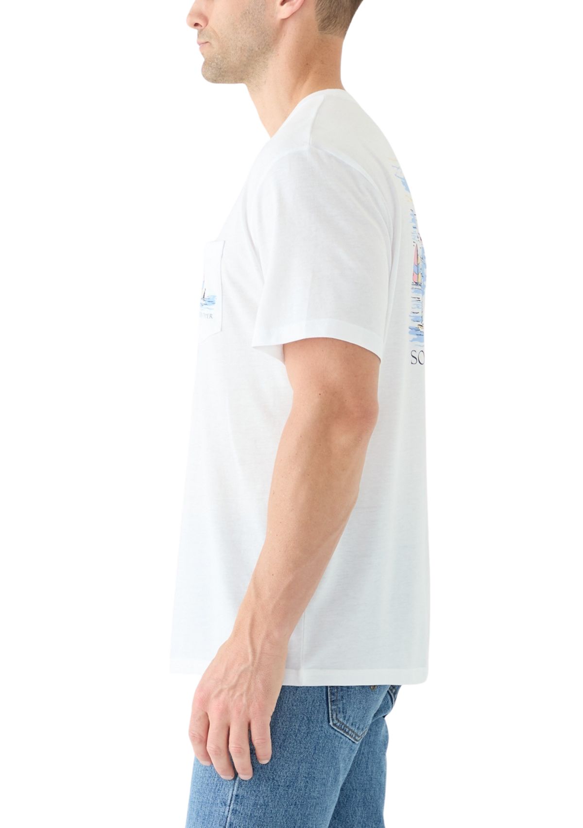 Mens Short Sleeve Sailboat Graphic T-Shirt 