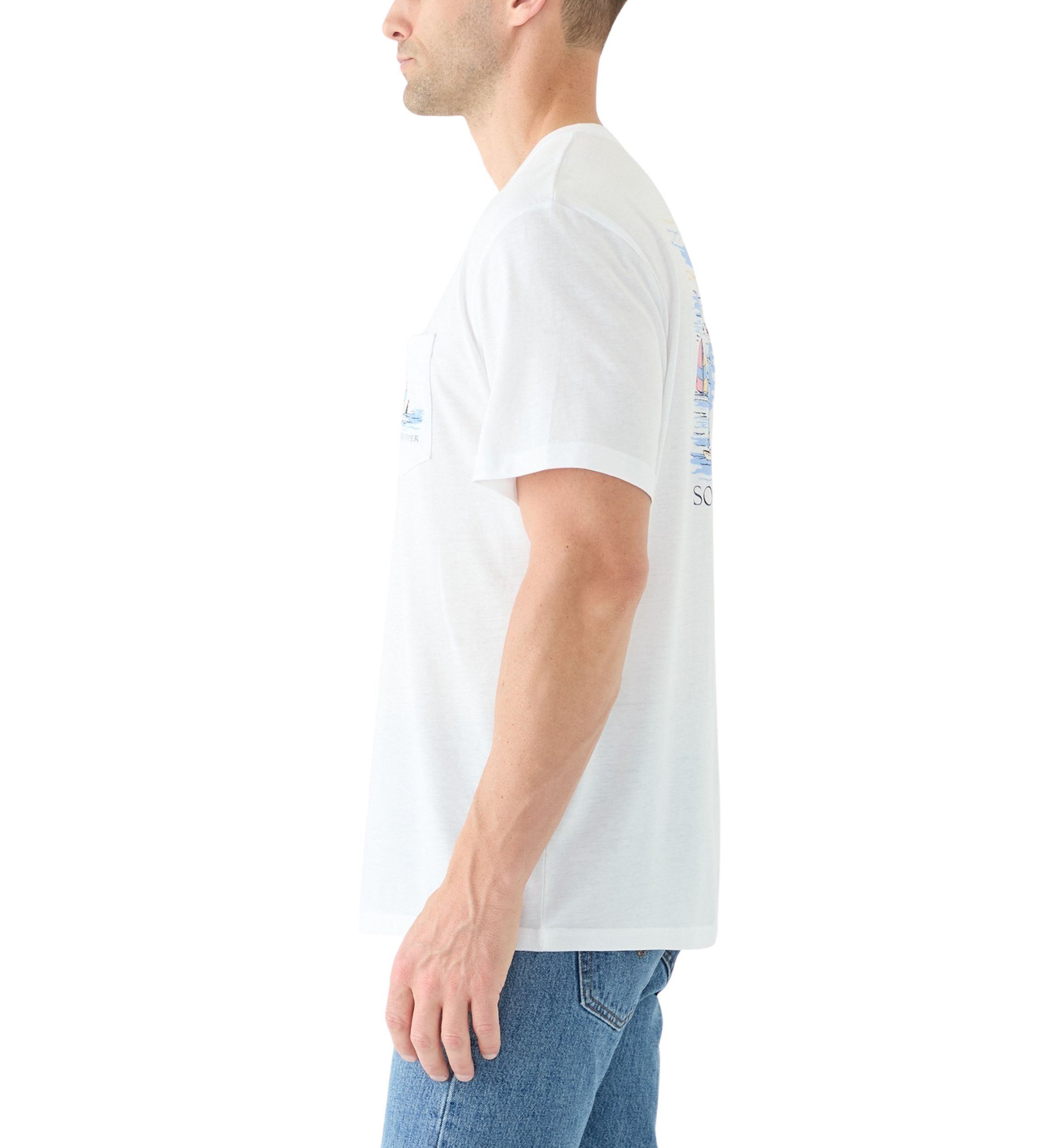 Mens Short Sleeve Sailboat Graphic T-Shirt 