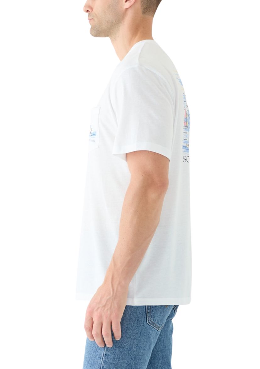 Mens Short Sleeve Sailboat Graphic T-Shirt 