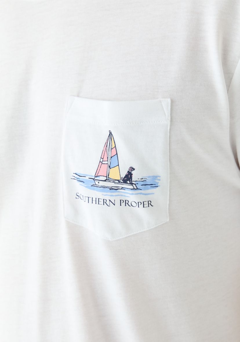 Mens Short Sleeve Sailboat Graphic T-Shirt 
