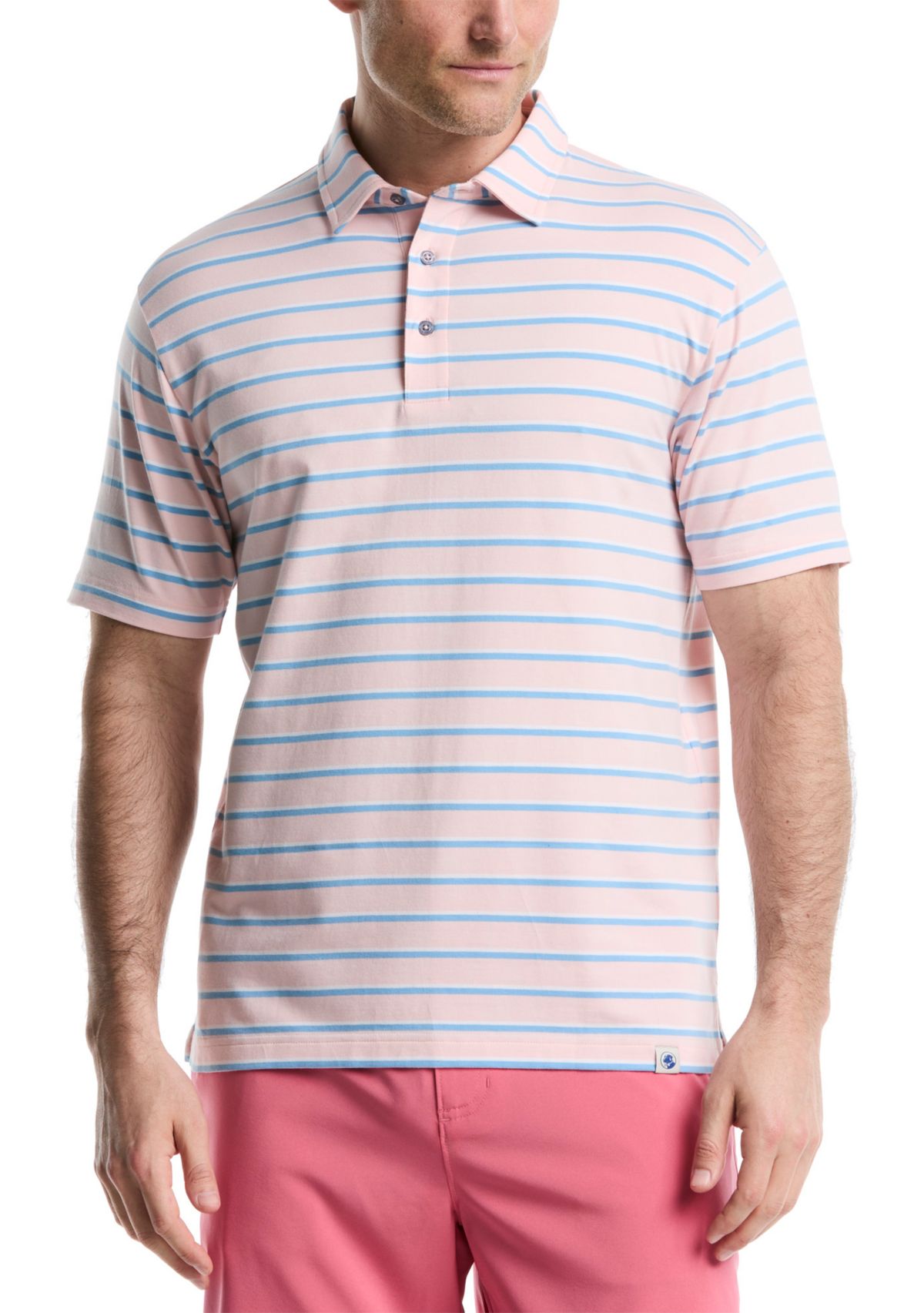 Short Sleeve Two Tone Stripe Polo Shirt