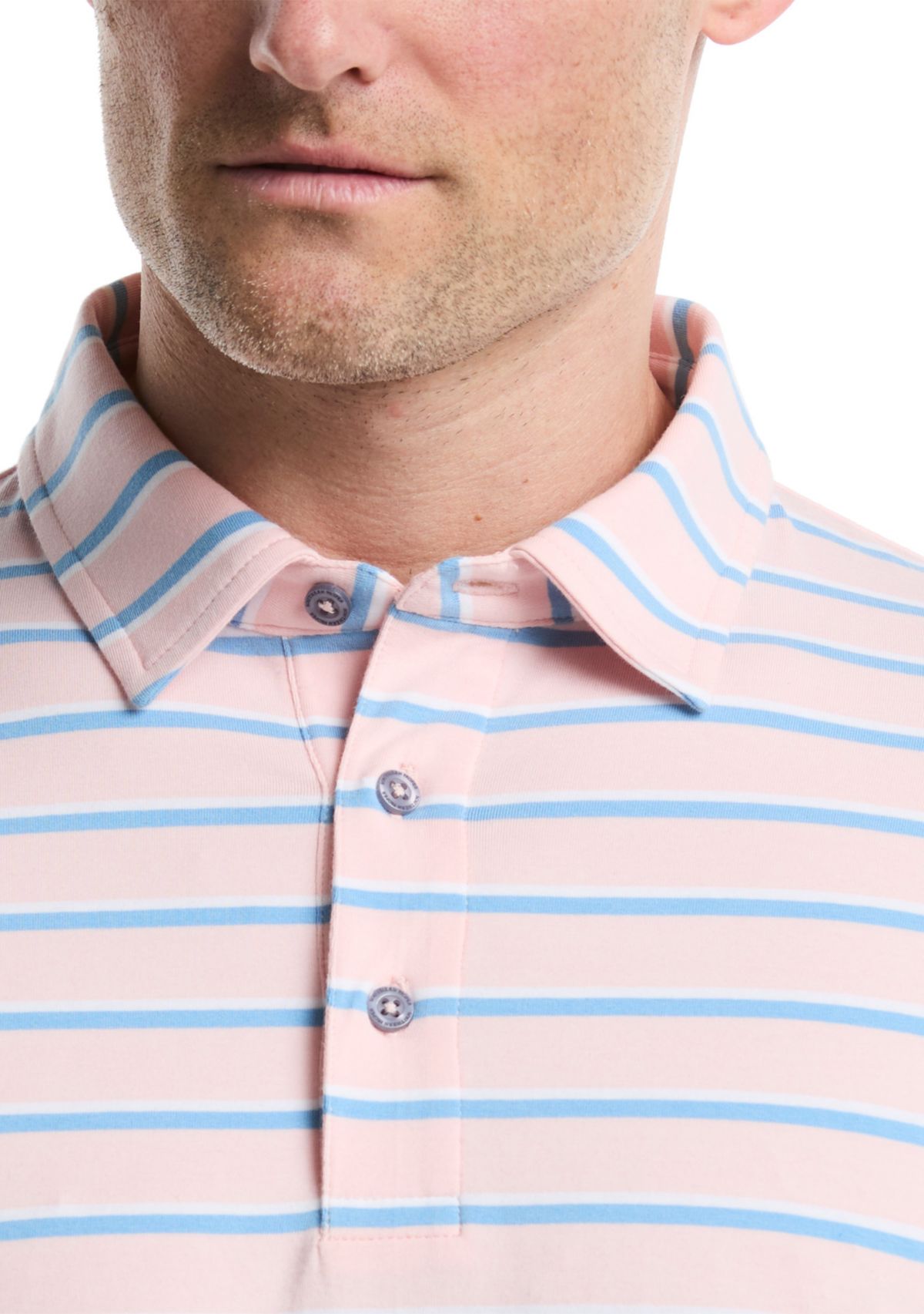 Short Sleeve Two Tone Stripe Polo Shirt