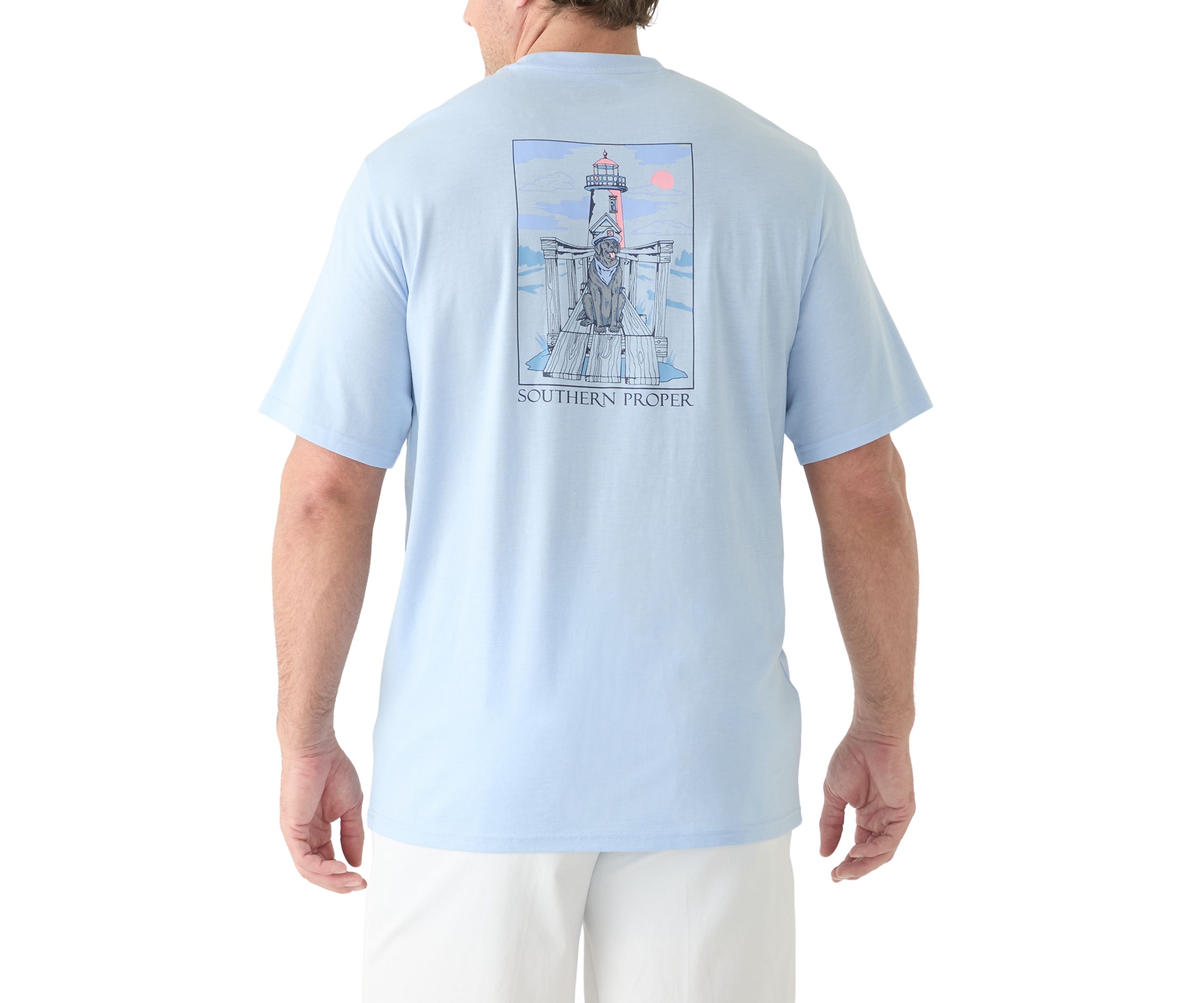 Big & Tall Short Sleeve Lighthouse Dog Graphic T-Shirt 