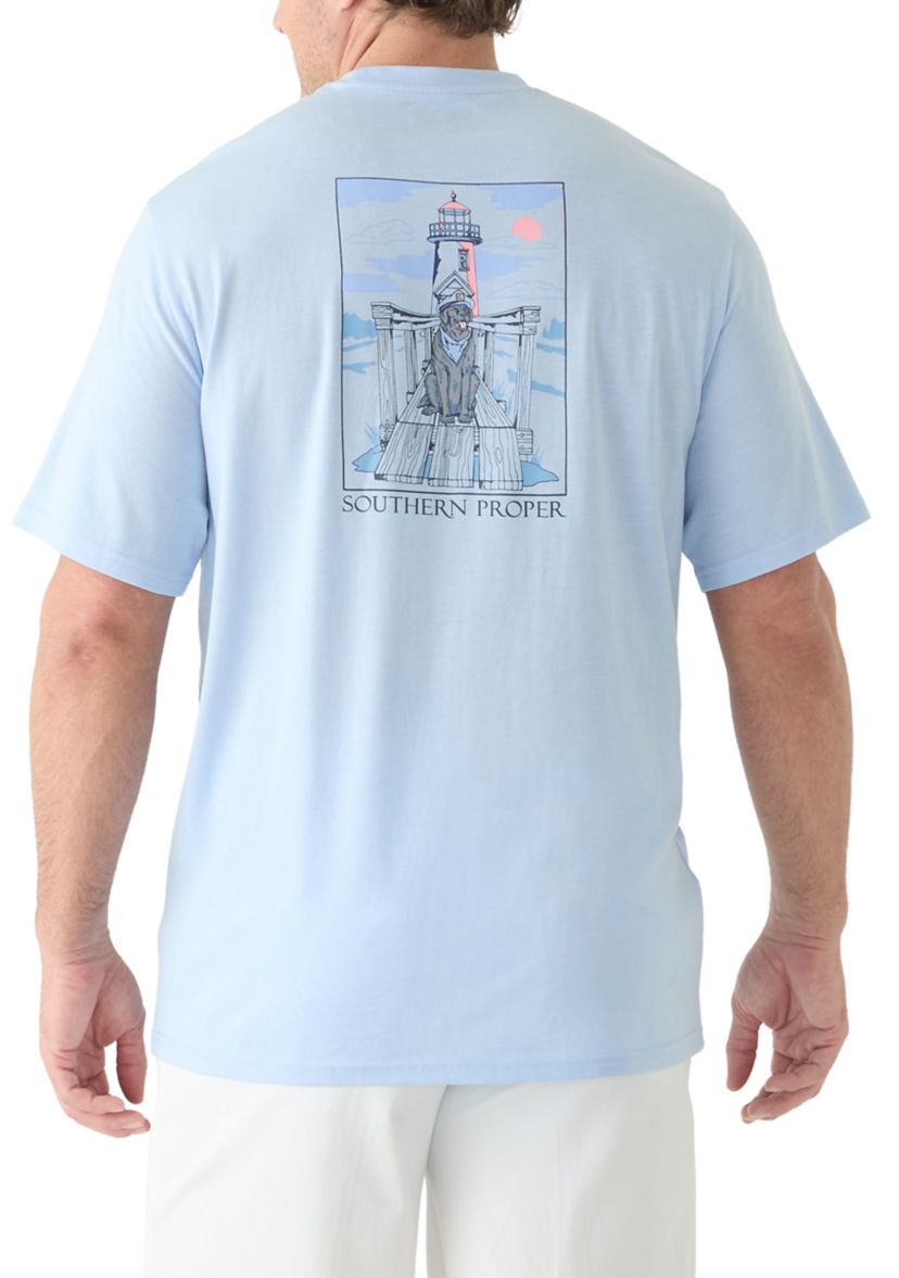 Big & Tall Short Sleeve Lighthouse Dog Graphic T-Shirt 