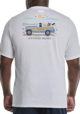 Southern Proper Men's Big & Tall Beach Trip Graphic T-Shirt, White, 2XL Tall