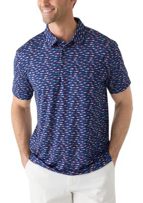 Southern Proper Men's Shark Print Polo Shirt