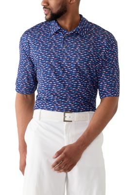 Southern Proper Men's Big & Tall Shark Printed Polo Shirt
