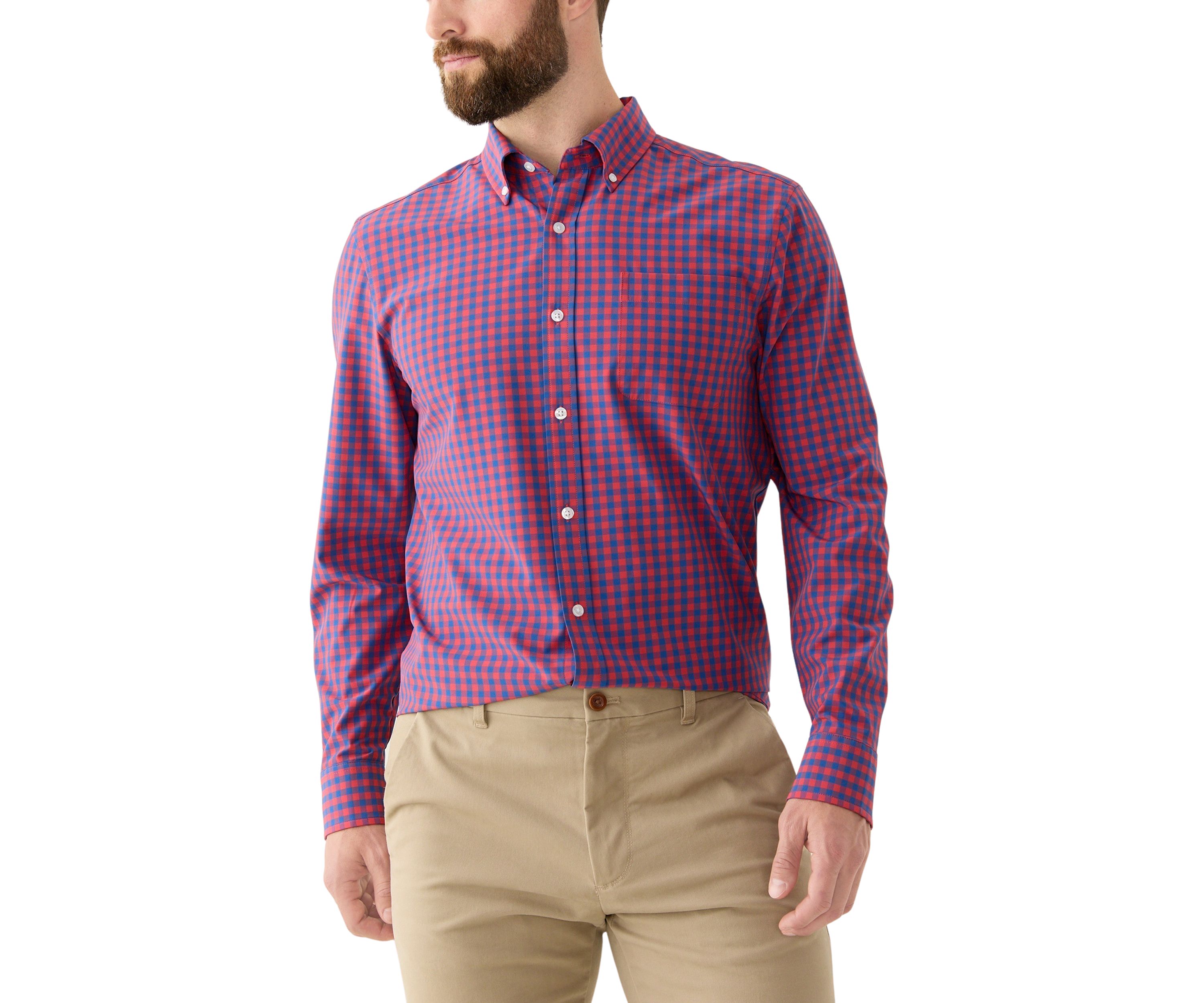 Long Sleeve Gingham Plaid Woven Shirt 
