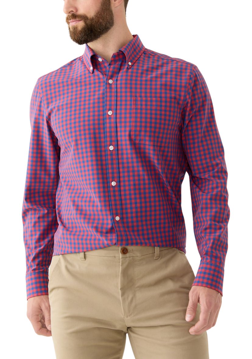 Long Sleeve Gingham Plaid Woven Shirt 